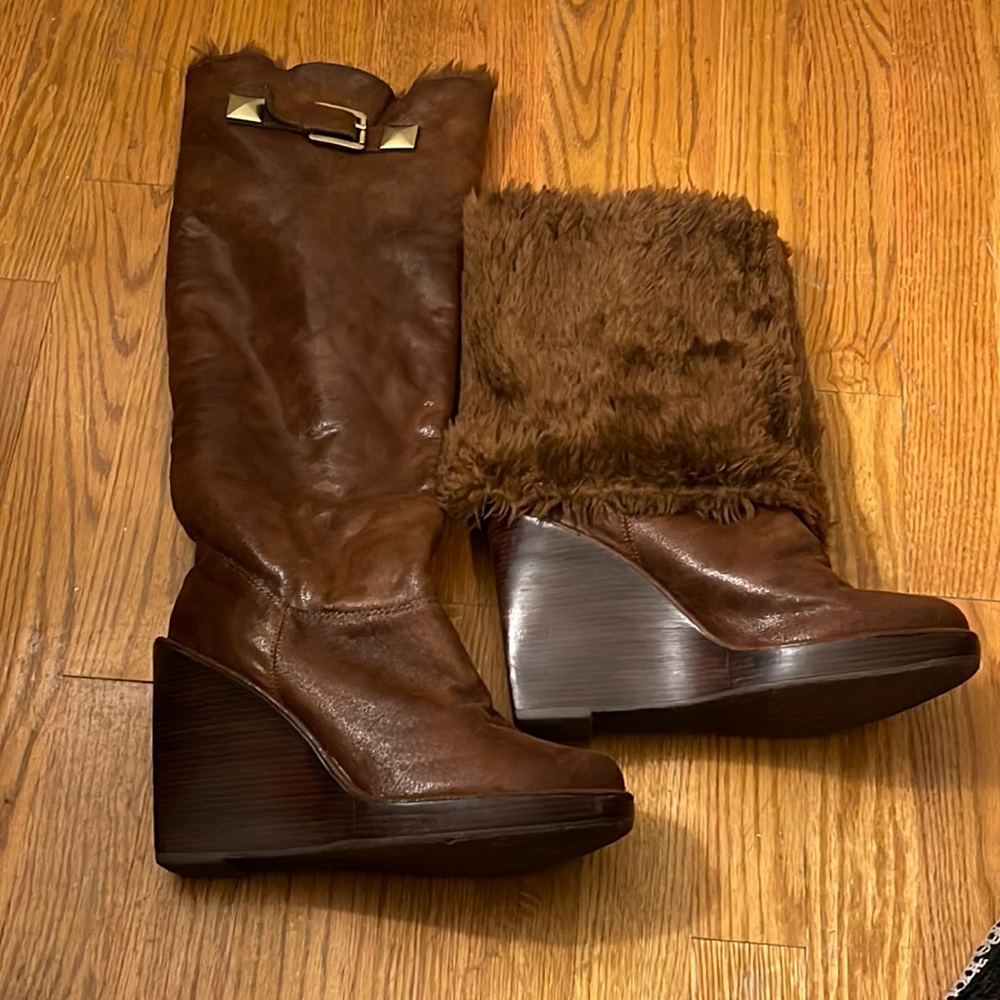 Knee High Boots - Stacked Heel